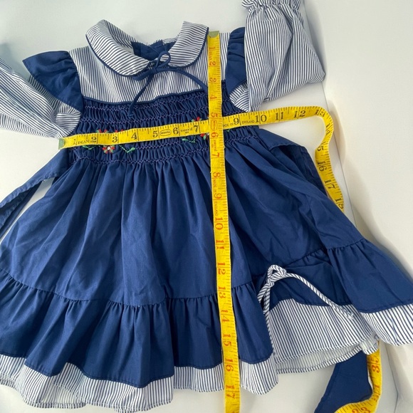 Vintage Polly Flinders Girls Hand Smocked Dress Apron Style 2T ✔️Flaw - Picture 12 of 14